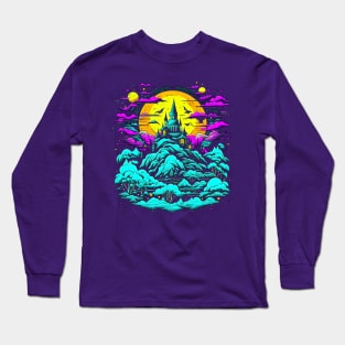 Haunted Castle On A Psychedelic Dreamscape Hill Long Sleeve T-Shirt